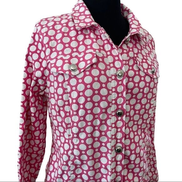 𝅺christopher & Banks Pink Polka Dot Jean Jacket M - Picture 3 of 13